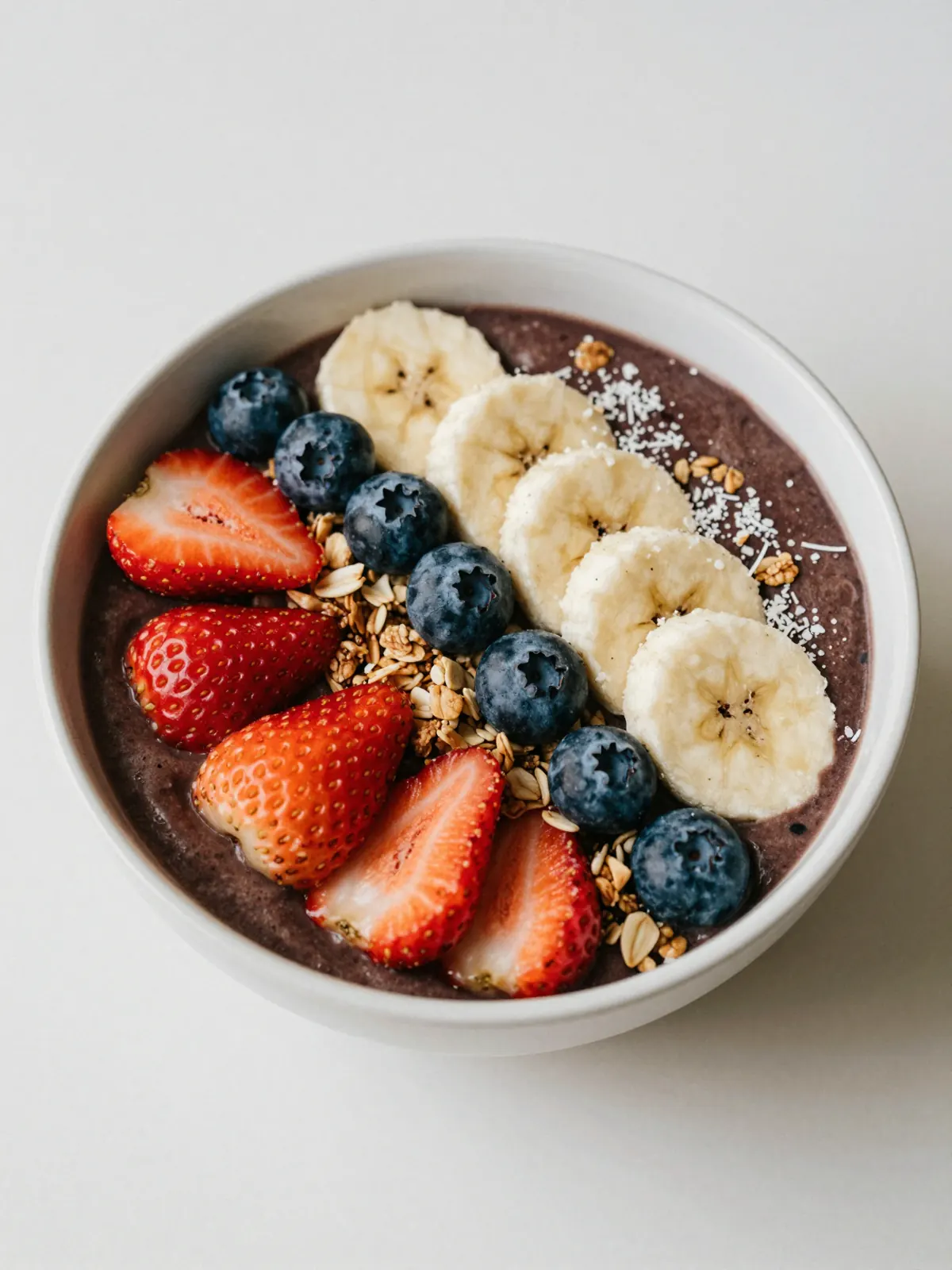 An açaí bowl with fruit and granola